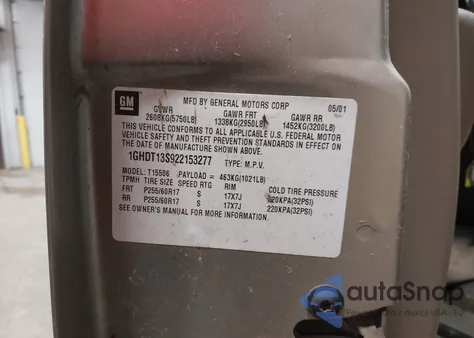 2002 Oldsmobile Bravada из США, поврежденный, VIN 1GHDT13S922153277